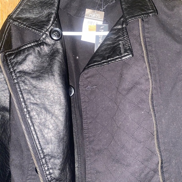 Black leather and denim jacket with tags - Picture 1 of 3
